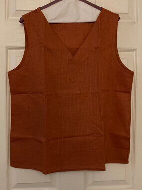 100% COTTON, Excellent Condition, SZ L, woven V-neck Tank, Terra Cotta